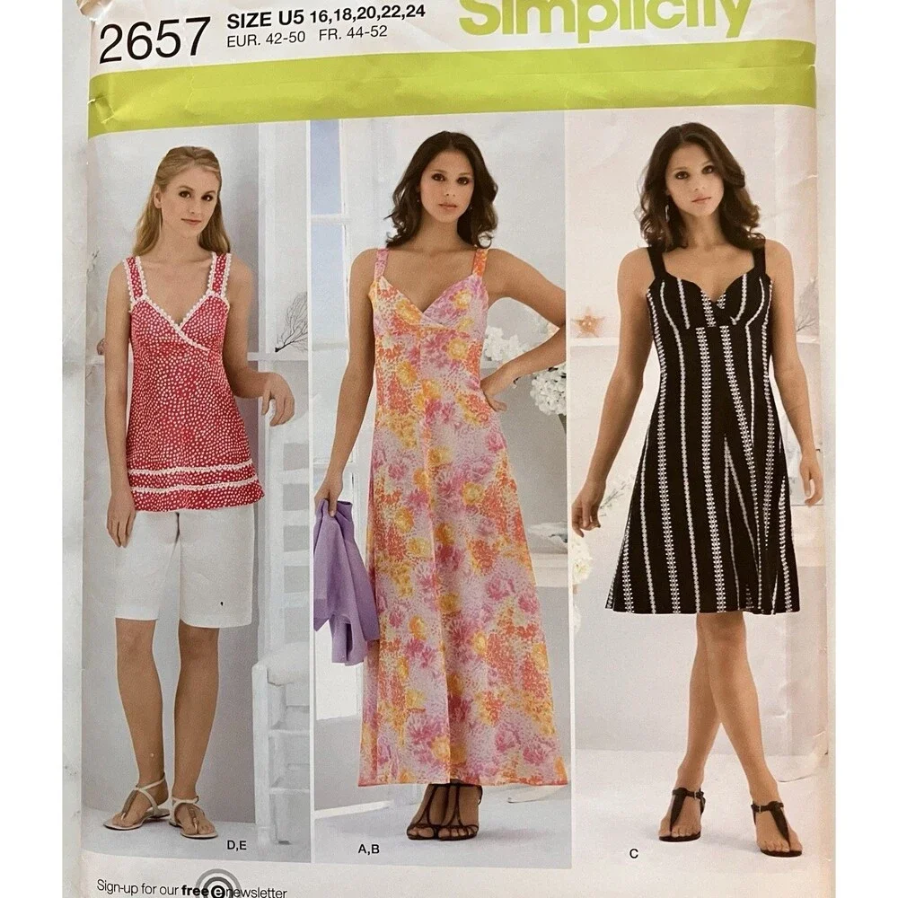 Simplicity Pattern 2657 Women's‎ Dress Top Shorts & Bolero Size 16-18-20-22-24